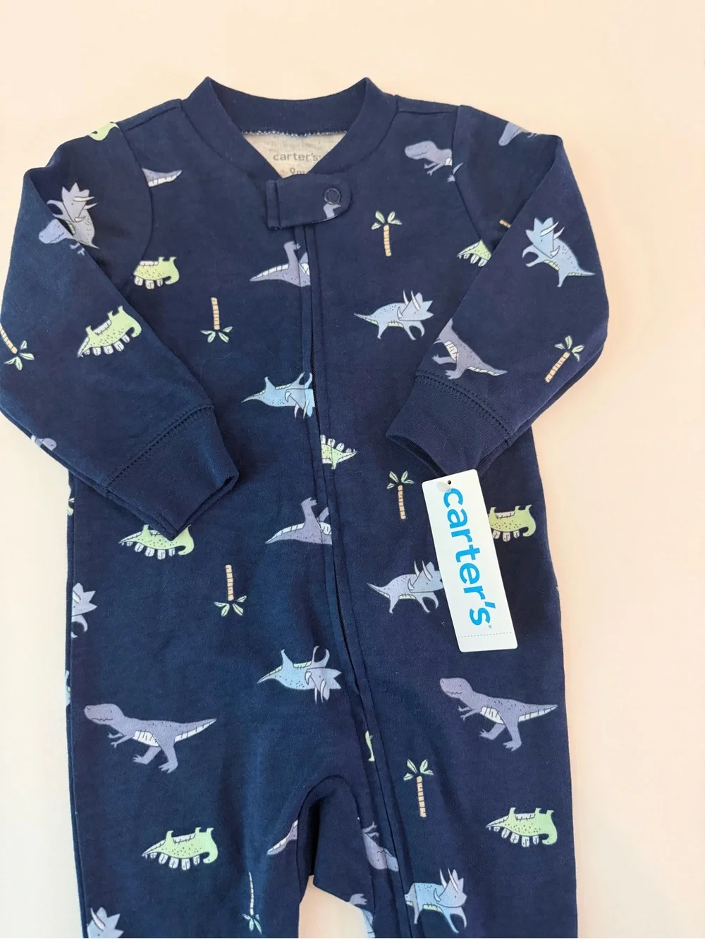 Carter’s Baby Boy Dinosaur Footed Sleeper Pajamas 9M NWT Navy